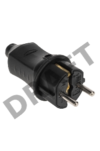 Вилка прямая влагозащищенная 2P+PE 230V, 16 А, IP44 каучук PROconnect