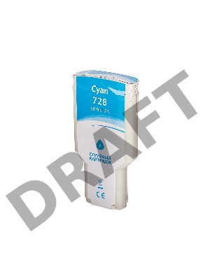 Струйный картридж Sakura F9K17A (№728 Cyan) для HP, голубой, 300 мл.