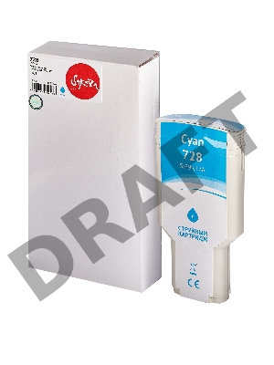 Струйный картридж Sakura F9K17A (№728 Cyan) для HP, голубой, 300 мл.