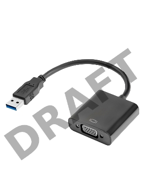Конвертер-переходник GCR USB 3.0 AM > VGA 15F, черный, GCR-U32VGA2B