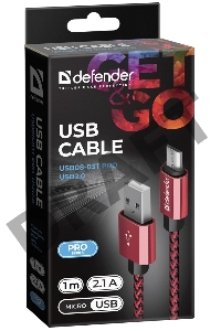 Кабель DEFENDER USB2.0 TO MICRO-USB 1M RED USB08-03T 87801
