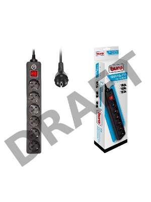 Сетевой фильтр Buro 600SH-1.8-B 1.8м (6 розеток) черный (коробка)