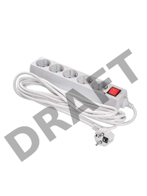 Сетевой фильтр Buro 500SL-5-G 5м (5 розеток) серый (пакет ПЭ)