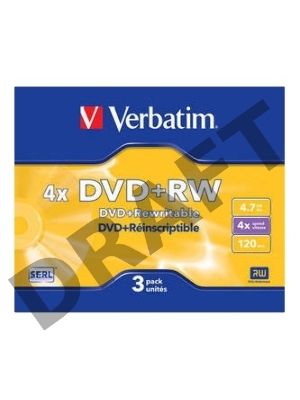 Диск DVD+RW Verbatim 4.7Gb 4x Slim case (3шт) (43636)