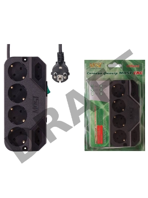 Сетевой фильтр Most СRG 2м (6 розеток) черный (коробка)