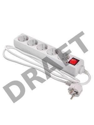 Сетевой фильтр Buro 500SL-1.5-G 1.5м (5 розеток) серый (пакет ПЭ)