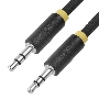 Кабель GCR 0.25m аудио jack 3,5mm/jack 3,5mm, нейлон, черный, желтая окантовка, ультрагибкий, 28 AWG, M/M, Premium, экран, стерео, GCR-53540