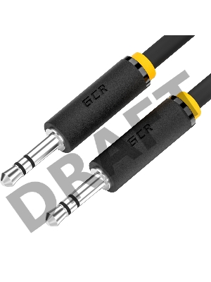 Кабель GCR 20.0m аудио jack 3,5mm/jack 3,5mm черный, желтая окантовка, ультрагибкий, M/M, Premium, экран, стерео, GCR-53820