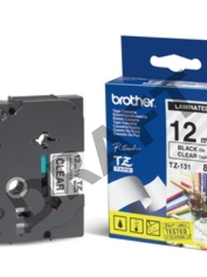 Наклейка ламинированная TZ-E131 (12 мм черн/прозр, аналог TZ-131)