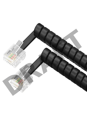 Телефонный шнур удлинитель для аппарата GCR витой 5.0m 6P4C (jack 6p4c - jack 6p4c) черный, GCR-TP6P4C-TW-5.0m