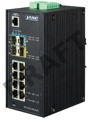 IGS-5225-8P4S индустриальный PoE коммутатор для монтажа в DIN-рейку IP30 Industrial L2+/L4 8-Port 1000T 802.3at PoE+ 4-port 100/1000X SFP Full Managed Switch (-40 to 75 C, dual redundant power input on 48~56VDC terminal block, DIDO, ERPS Ring Supported, 1