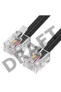 Телефонный шнур GCR удлинитель для аппарата  15.0m 6P4C GCR-TP6P4C2-15.0m, (джек 6p4c - jack 6p4c) черный