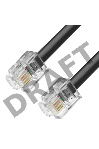 Телефонный шнур GCR удлинитель для аппарата  15.0m 6P4C GCR-TP6P4C2-15.0m, (джек 6p4c - jack 6p4c) черный