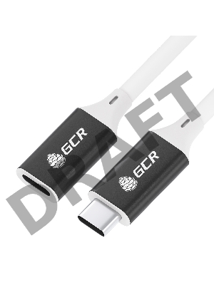 Удлинитель GCR USB 3.1 Type C-С, 3.0m белый, 100W/20V/5A, M/F, TPE, AL сase черный, белый ПВХ, экран, армированный, GCR-53735