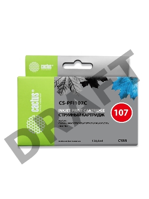 Картридж струйный Cactus CS-PFI107C синий (130мл) для Canon IP iPF670/iPF680/iPF685/iPF770/iPF780/iPF785/