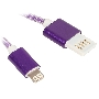 Кабель Gembird USB 2.0 Cablexpert CCB-ApUSBp1m, AM/Lightning 8P, 1м, армированная оплетка, разъемы фиолетовый металлик, блистер