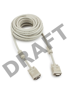 Кабель Gembird/Cablexpert CC-PPVGA-10m, Кабель VGA Premium ,  15M/15M, 10м, серый, тройной экран, феррит.кольца 
