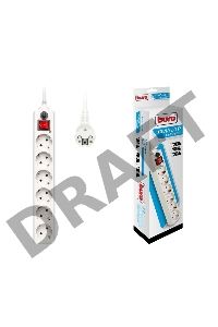 Сетевой фильтр BURO Сетевой фильтр, 6 розеток, 3 метра, (600SH-3-W), белый {992266}