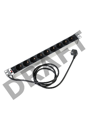 Блок розеток Rem-16 с инд., 9 Shuko, 16A, алюм., 19