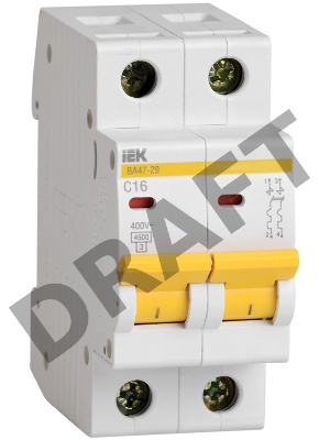 Авт. выкл. Iek MVA20-2-050-C  ВА47-29 2Р 50А 4,5кА х-ка С ИЭК