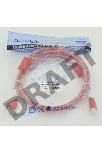 Кабель HDMI Ver.1.4 Red jack HDMI19 (m)/HDMI19 (m) 1.8м феррит.кольца Позолоченные контакты