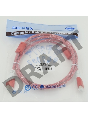 Кабель HDMI Ver.1.4 Red jack HDMI19 (m)/HDMI19 (m) 1.8м феррит.кольца Позолоченные контакты