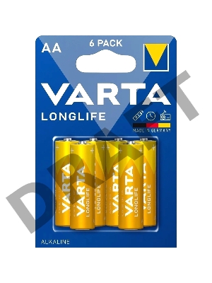 Батарейка Varta LONGLIFE LR6 AA BL6 Alkaline 1.5V (4106) (6/60/300)
