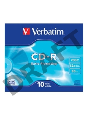 Диск CD-R Verbatim 700Mb 52x Slim case (10шт) (43415)
