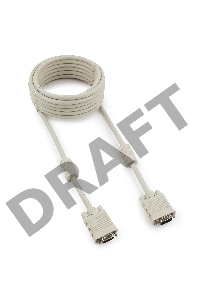 Кабель Gembird/Cablexpert CC-PPVGA-5M, Кабель VGA Premium ,  15M/15M,5.0м,  серый, тройной экран, феррит.кольца     