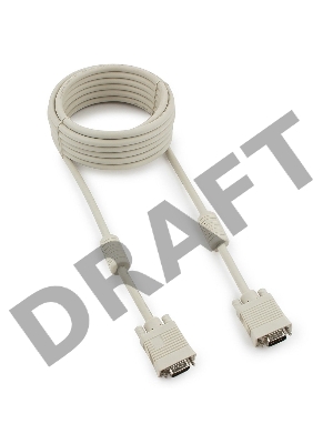 Кабель Gembird/Cablexpert CC-PPVGA-5M, Кабель VGA Premium ,  15M/15M,5.0м,  серый, тройной экран, феррит.кольца     