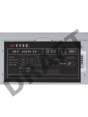 Блок питания Accord ATX 400W ACC-400W-12 (24+4pin) 120mm fan 4xSATA