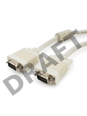 Кабель Gembird/Cablexpert CC-PPVGA-5M, Кабель VGA Premium ,  15M/15M,5.0м,  серый, тройной экран, феррит.кольца     