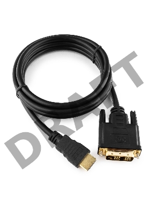 Кабель HDMI-DVI Gembird, 1.8м, 19M/19M, single link, черный, позол.разъемы, экран CC-HDMI-DVI-6