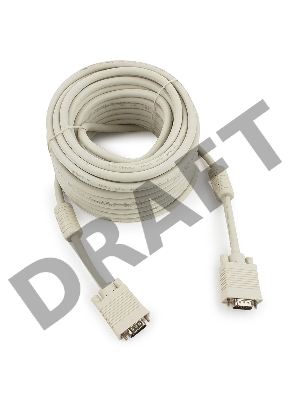 Кабель Gembird/Cablexpert CC-PPVGA-15m, Кабель VGA Premium ,15M/15M,15м, тройн. экран,феррит. кольца,пакет    