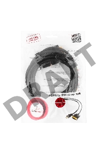 Кабель HDMI-DVI Gembird, 1.8м, 19M/19M, single link, черный, позол.разъемы, экран CC-HDMI-DVI-6