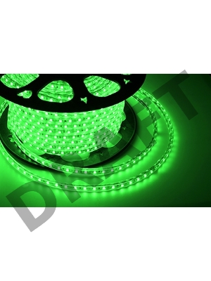LED лента 220 В, 10х7 мм, IP67, SMD 2835, 60 LED/m, цвет свечения зеленый, бухта 100 м