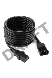 Кабель питания сист.блок-монитор Cablexpert PC-189-VDE-5M, 5м, C13-C14, VDE, 10А, Сечение провода: 0,75 мм2, черный, с заземлением