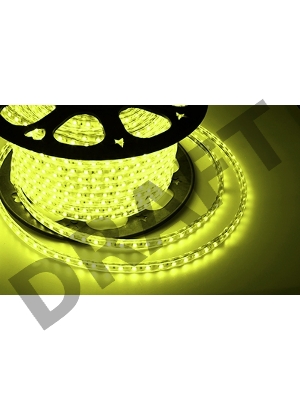 LED лента 220 В, 10х7 мм, IP67, SMD 2835, 60 LED/m, цвет свечения желтый, бухта 100 м