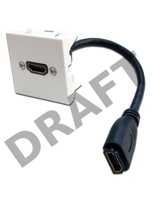 Вставка Mosaic 45x45 с адаптером HDMI с удлинителем, мама-мама, белая