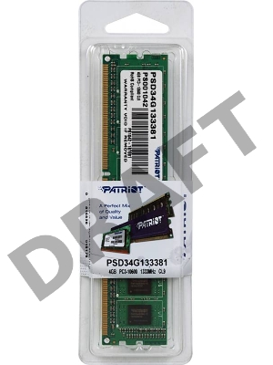 Модуль памяти Patriot DIMM DDR3 4Gb 1333MHz PSD34G133381 RTL PC3-10600 CL9 240-pin 1.5В