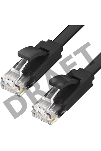 Патч-корд Greenconnect PROF плоский прямой 7.5m, UTP медь кат.6, черный, позолоченные контакты, 30 AWG, GCR-LNC616-7.5m, ethernet high speed 10 Гбит/с, RJ45, T568B Greenconnect Патч-корд PROF плоский прямой 7.5m, UTP медь кат.6, черный, позолоченные конта