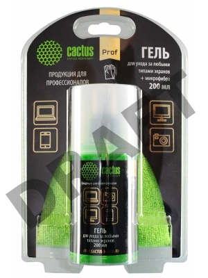 Чистящий набор (салфетки + гель) Cactus CS-S3004BL для экранов и оптики блистер 1шт 25х25см 200мл