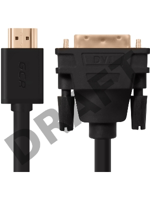 Кабель Greenconnect HDMI-DVI 5.0m черный, OD7.3mm, 28/28 AWG, позолоченные контакты, 19pin AM / 24+1M AM double link, GCR-HD2DVI1-5.0m, тройной экран