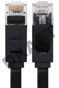 Патч-корд Greenconnect PROF плоский прямой 7.5m, UTP медь кат.6, черный, позолоченные контакты, 30 AWG, GCR-LNC616-7.5m, ethernet high speed 10 Гбит/с, RJ45, T568B Greenconnect Патч-корд PROF плоский прямой 7.5m, UTP медь кат.6, черный, позолоченные конта