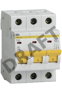 Выключатель автоматический модульный 3п D 50А 4.5кА ВА47-29 ИЭК MVA20-3-050-D