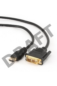 Кабель HDMI-DVI Cablexpert CC-HDMI-DVI-6, 19M/19M, 1.8м, single link, черный, позол.разъемы, экран, пакет