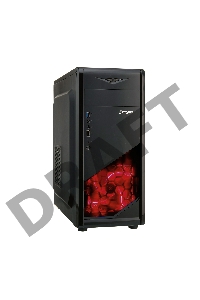 Корпус Exegate EX281257RUS Miditower ExeGate EVO-8207 Black-Red light, ATX, <700NPX>,  1*USB+1*USB3.0, HD Audio
