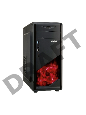 Корпус Exegate EX281257RUS Miditower ExeGate EVO-8207 Black-Red light, ATX, <700NPX>,  1*USB+1*USB3.0, HD Audio