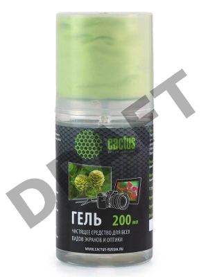 Чистящий набор Cactus CS-S3004 гель 200 мл + салфетка из микрофибры для экранов 200x230 мм