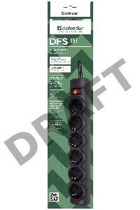 Сетевой фильтр Defender Фильтр DFS 151 1.8 m, 6 розеток, черный 99494